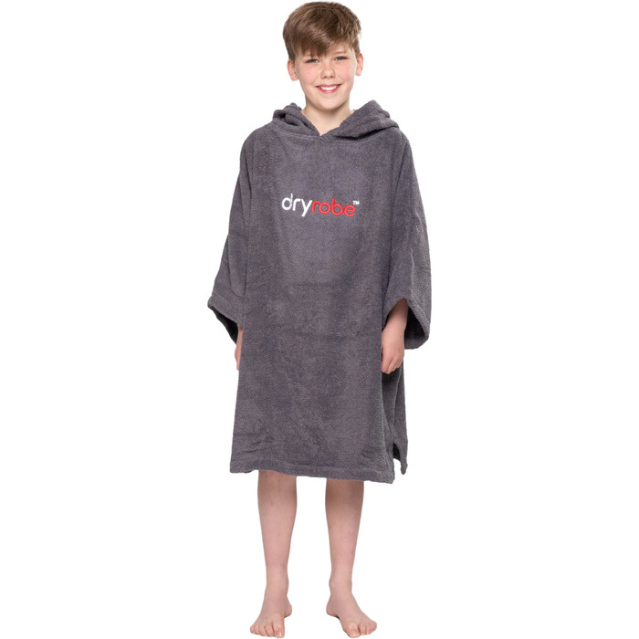 2023 Dryrobe Junior Organic Cotton Hooded Towel Change Robe V3OCT - Slate Grey